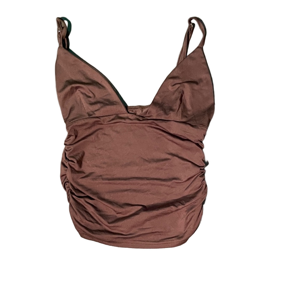 Brown Sleeveless Top with adjustable straps